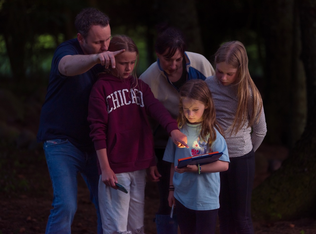 The fire pit and Night Garden at Cowden Farm Holidays near Stonehaven — dark sky stargazing and farm grounds