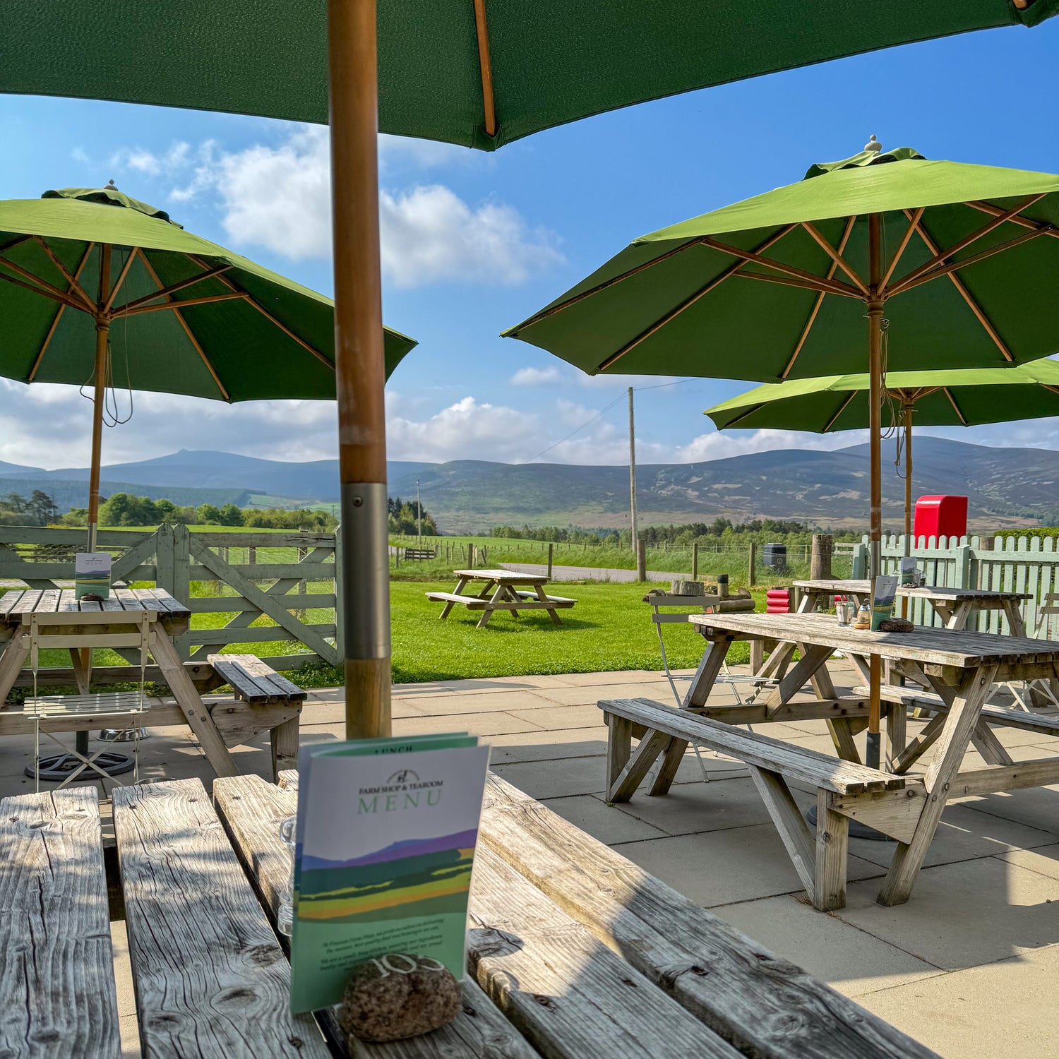 The patio with valley views