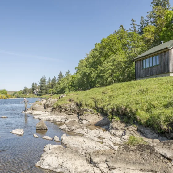 Salmon fishing hut on the River Dee at Glen Tanar Estate